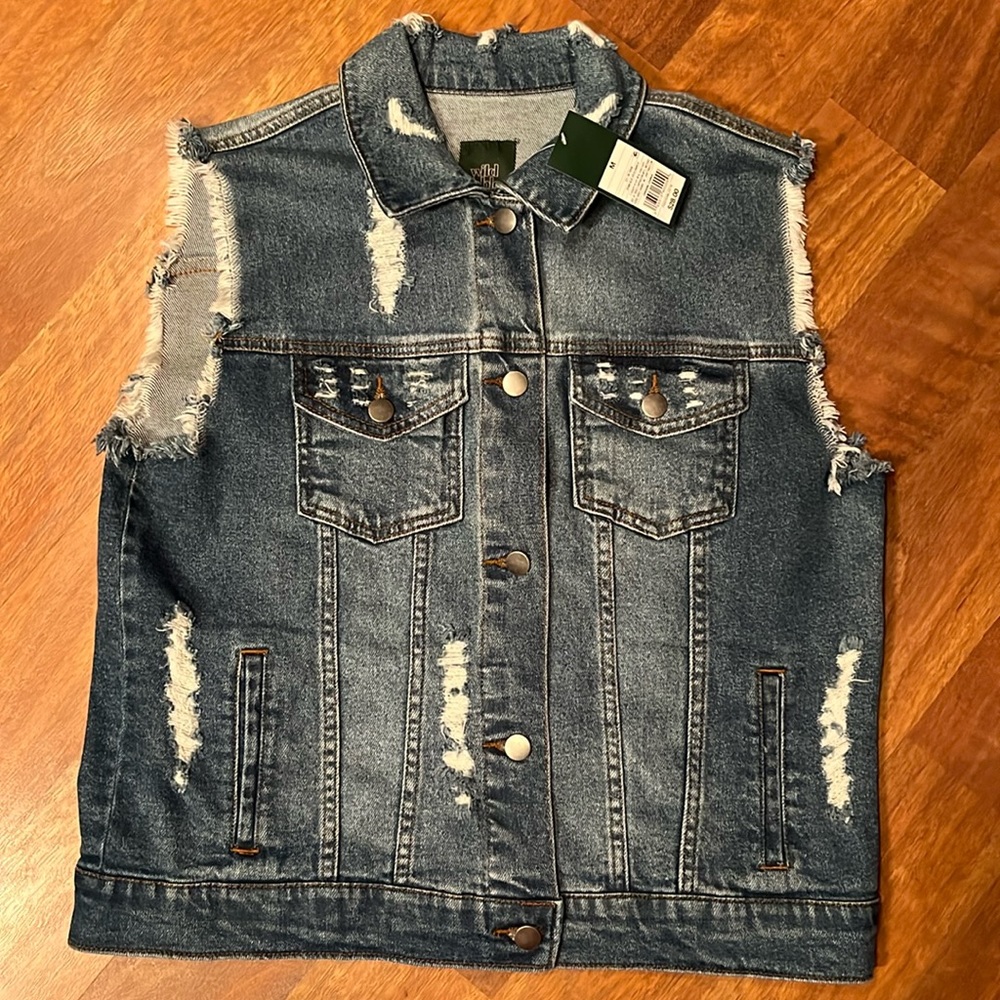 New Wild Fable distressed denim vest - Picture 1 of 16